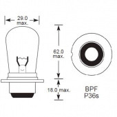 BPF P36S LARGE: British Pre-focus P36S base with single filament and large glass from £0.01 each
